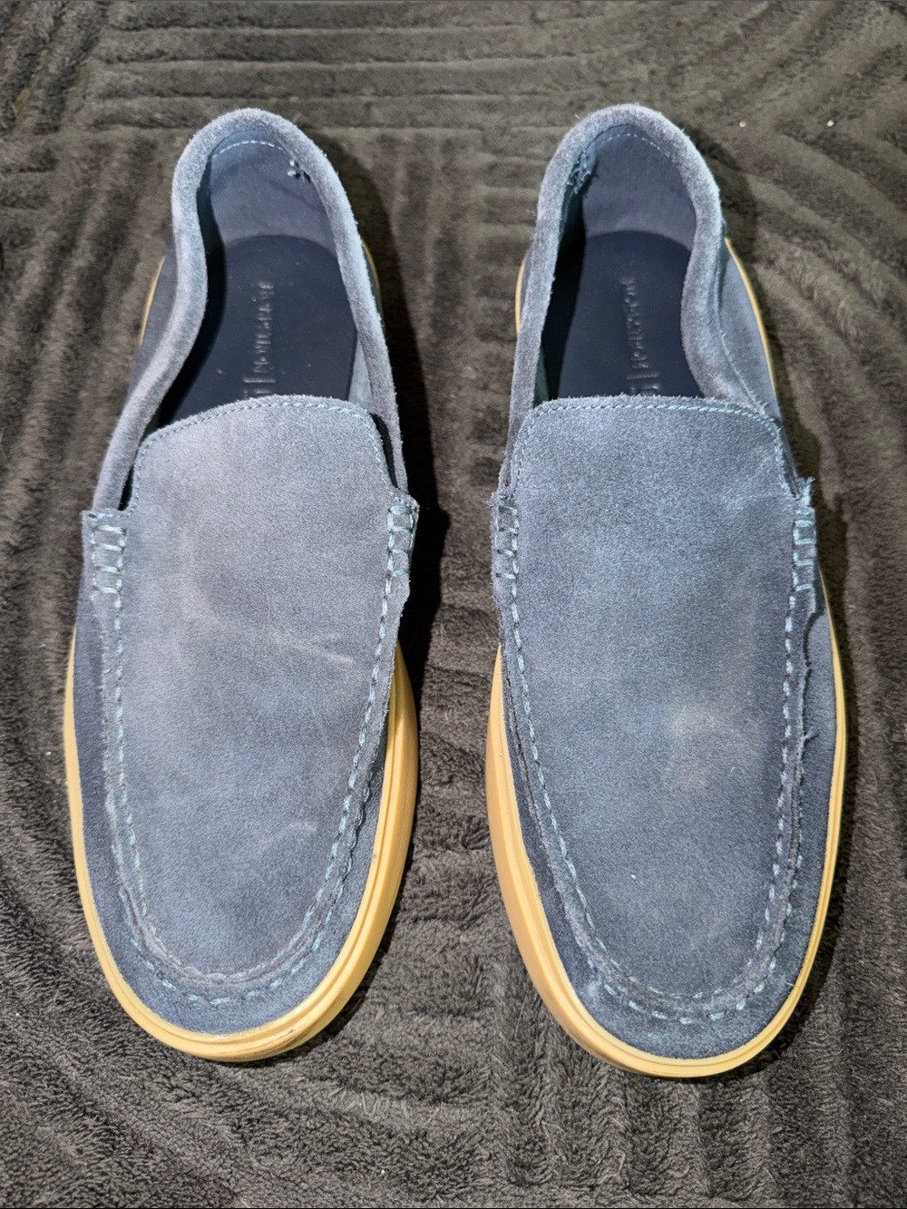 Nordstrom Navy Suede Slip-On Loafers with Gum Sole